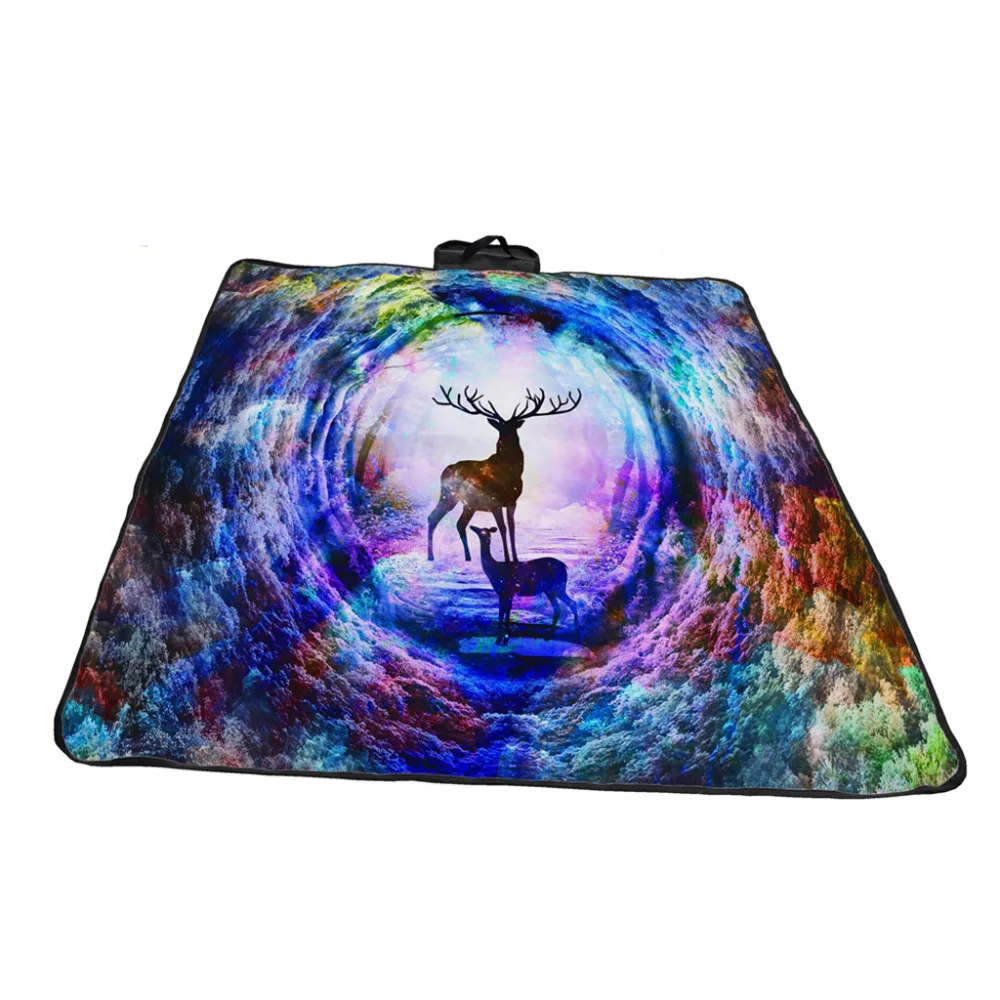 

Multicolor 148x183cm 5 Size Handle Design 3D Digital Printing Full Polyester Oxford Cloth Picnic Mat Beach Mat #5A08