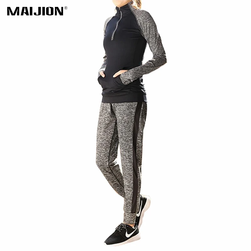 

MAIJION Casual Sports Yoga Sets Women Elastic Soft Running Gym Suits Ladies Breathable Fitness Tracksuit Running Jogging Sets