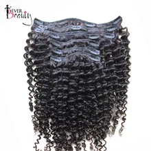 Clip In Human Hair Extensions 7Pcs/120G Brazilian Kinky Curly Remy Hair Full Head Clip In 100% Human Natural Hair Ever Beauty