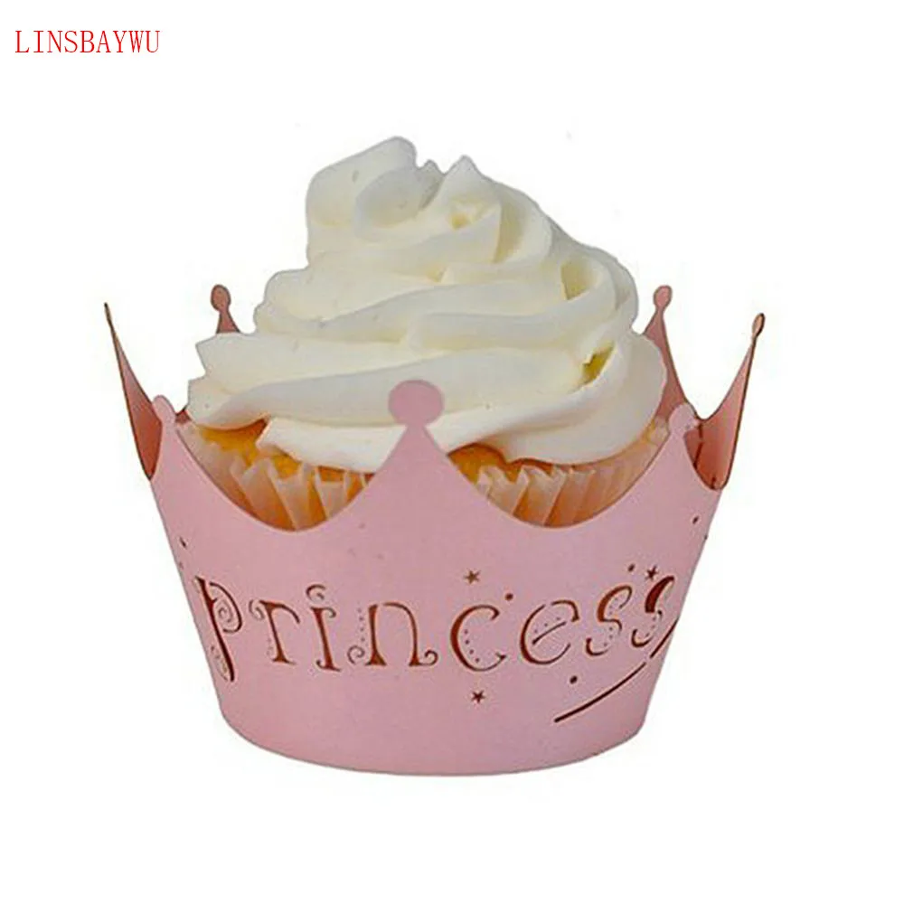 

12pcs/lot Princess Crown Design Style Paper Vine Lace Cup Cake Wrappers Hollow Muffin Cupcake Wedding Party Birthday Decoration