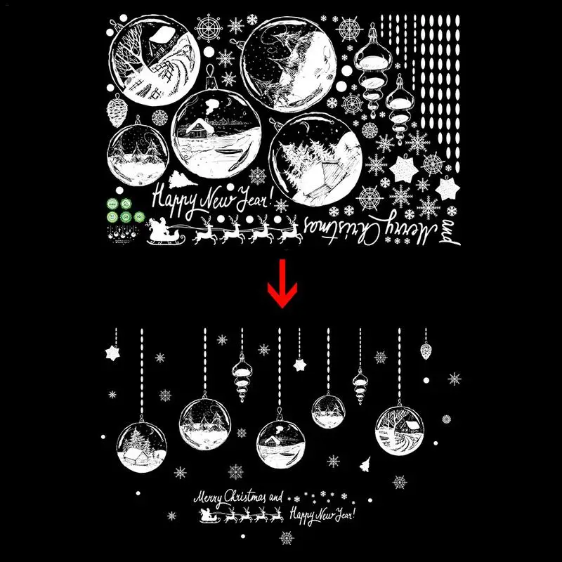 ПВХ Рождественский хрустальный шар подвесной шар узор настенный стикер для магазина окна гостиной спальни украшения счастливый год