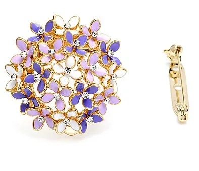 

OneckOha Dual Purpose Garment Pashmina Scarf Clip Luxury Rhinestone Enamel Flower Brooch Pin Hijab Pin