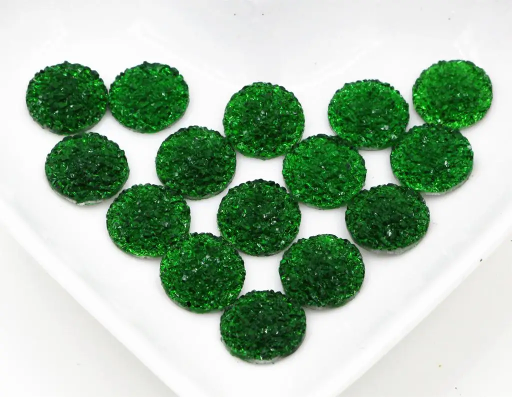 

New Fashion 40pcs 12mm Green Color Flat Back Resin Flower Cabochons Cameo G4-31