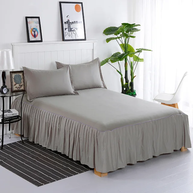 pure color bed linen 100 COTTON bed skirt full TWIN queen king size