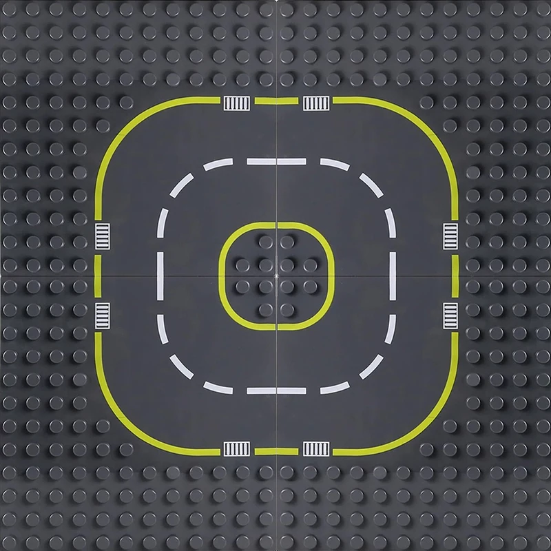 Городской дорожный трек, большие строительные блоки, доска, аксессуары для автомобиля, сделай сам, сборка автомобиля, игрушки, детский подарок, совместимый набор Duplo - Цвет: 4pcs toroidal road B