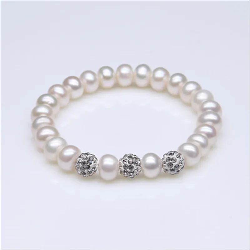 

RUNZHUQIYUAN 2017 100% natural freshwater pearl Bracelet Charm Bracelet Crystal Ball Bracelet For Women for girls best gifts