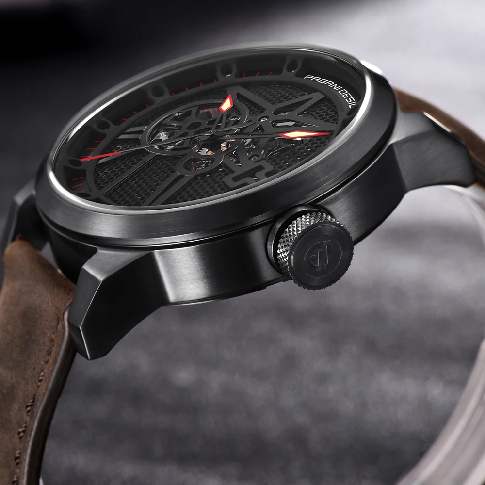 Роскошные брендовые кожаные спортивные часы Tourbillon Мужские автоматические наручные часы модные деловые мужские механические часы Relogio Masculin