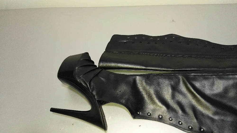 15cm High-Heeled Shoes Cutout Over-The-Knee Women's Boots Back Strap Open Toe Sandals 6 Inch Heels Thigh Boots Dance Shoes