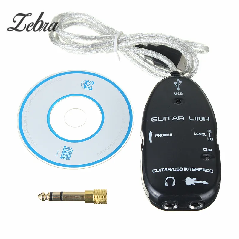

Zebra 6.5mm Guitar USB Connector Cable Guitar USB Interface Link Audio Wire Male Stereo Headphone Adapter Color Black