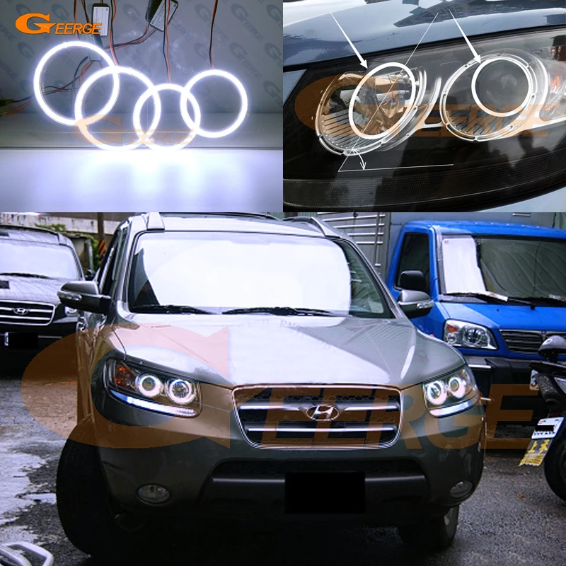 For Hyundai Santa Fe 2007 2008 2009 2010 2011 2012 Excellent Ultra bright illumination COB led angel eyes kit halo rings for hyundai azera 2006 2007 2008 2009 2010 excellent angel eyes multi color ultra bright rgb led angel eyes kit halo rings