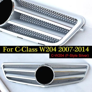 

C63 Style Chrome Silver Hood Sport Front Grille Grill Grills For Mercedes C-Class W204 C204 S204 Direct 1:1 Replacement 2007-14
