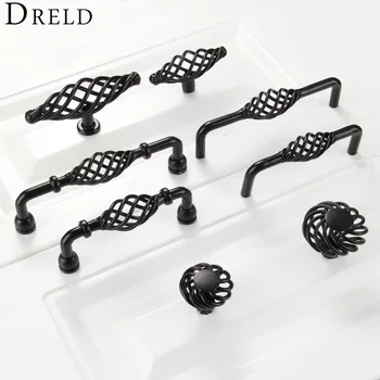 DRELD Black Furniture Handles pomos y tiradore Cabinet Knobs and Handle Kitchen Door Knobs Dresser Cupboard Wardrobe Pull Handle