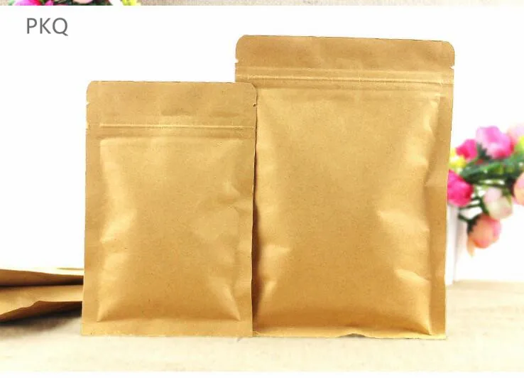 

10pcs 7*10cm Kraft Paper Doypack Zip Lock Pouch with Aluminum Foil Food Tea Packaging Bag Resealable Vale Zipper Storage Bag