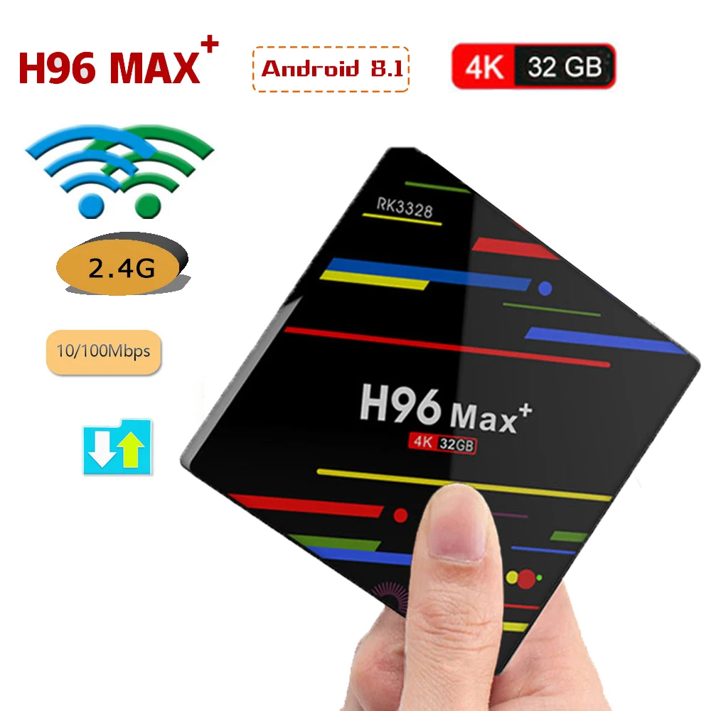 

H96 MAX plus Android 8.1 TV box IPTV box support 4K H.265 32GB ROM WiFi 2.4G/5G High speed USB 3.0&2.0 pk M8S Pro W or H96 pro
