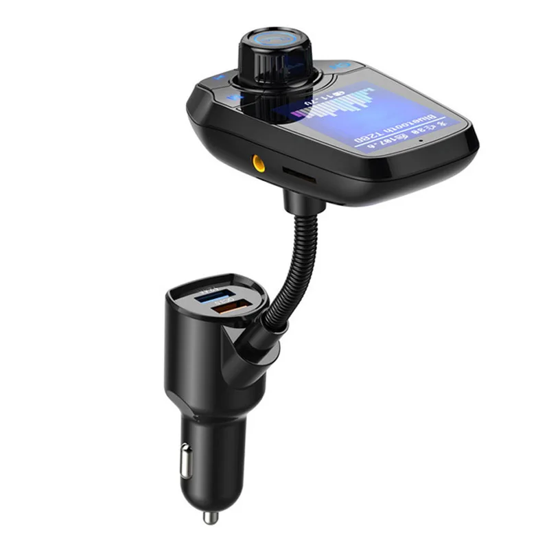 

JaJaBor FM Transmitter Bluetooth Car kit Handsfree AUX Music Receiver Large 1.8Inch Screen Display QC3.0 Dual USB Car Charger