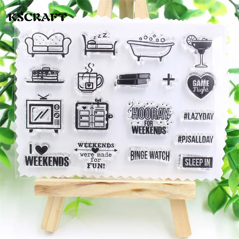 

KSCRAFT I Love Weekends Transparent Clear Silicone Stamp/Seal for DIY scrapbooking/photo album Decorative clear stamp sheets 056