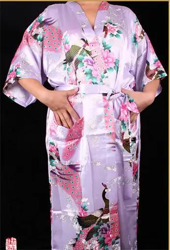 Сексуальное японское цветочное кимоно платье халат длинные халаты пижамы костюмы для сауны плюс размер - Цвет: LIGHT PURPLE