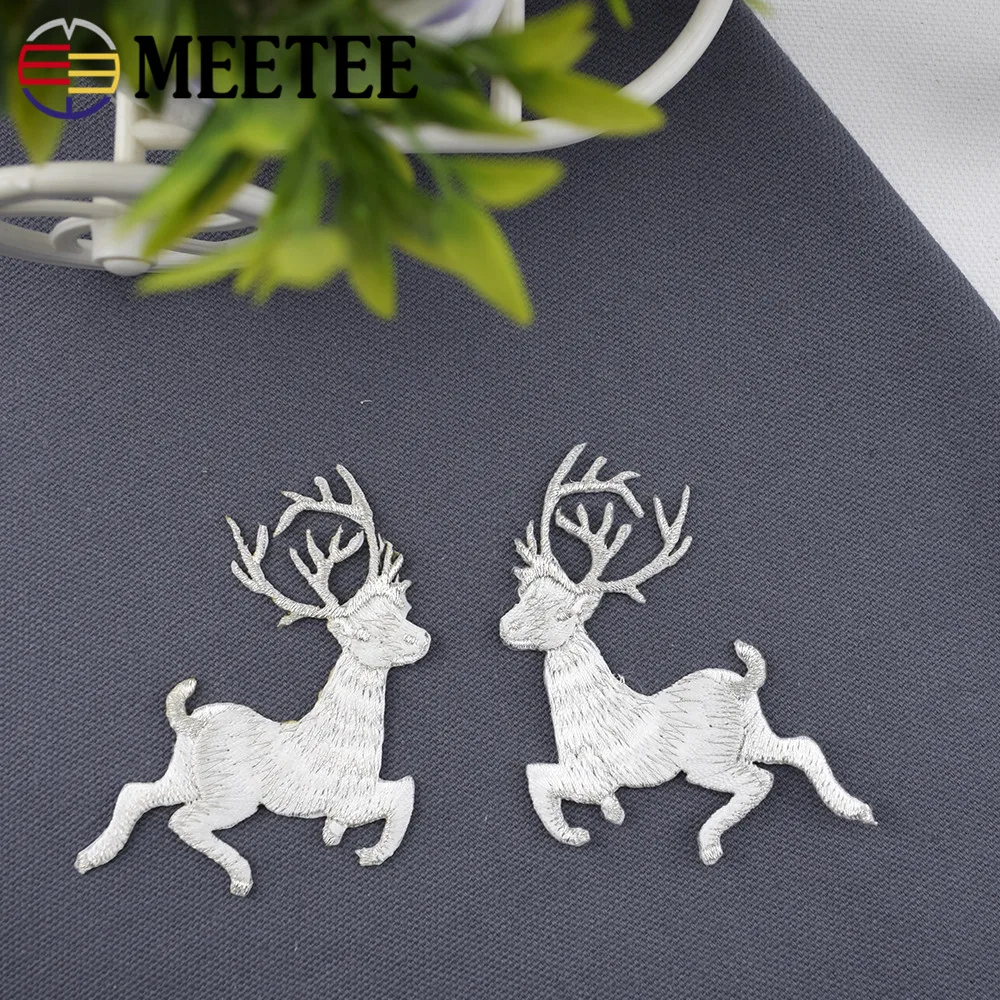 

Meetee Exquisite Embroidery Cloth Patch Christmas Small Deer Cartoon Animal Embroidered Applique DIY Clothing Sewing Decorations