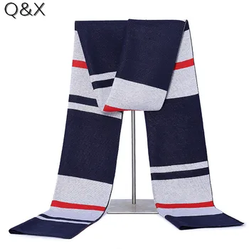 

SC95 2017 Velour Warm Winter Designer Fashion Striped Men Thick Shawl Long Black Grey Male Ring Scarf