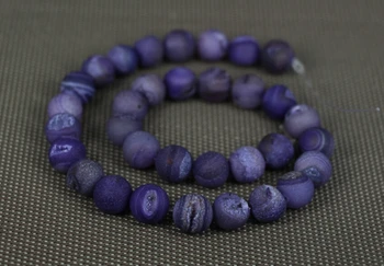 

15.5"Strands Natural Druzy Quartz Ag ate Round Beads,Matte Purple Drusy Stone Round Bead Jewelry Making,Different Sizes