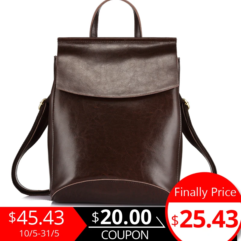

REALER ladies multifunctional fashion women shoulder bag female cow split leather backpack for teenage girls backpacks school