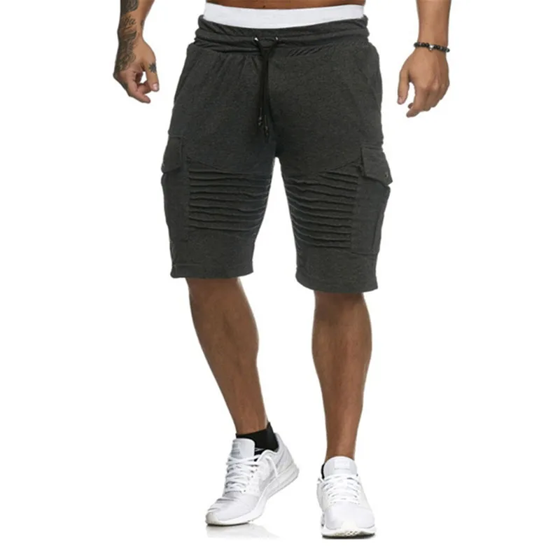 2018 Summer Casual Solid Men's Shorts Fashion Pleated Hole