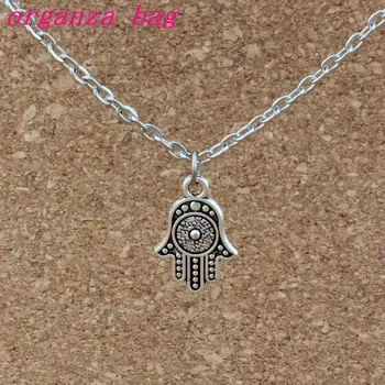 

15pcs/lots Zinc alloy Hamsa Hand Charms Pendant Necklaces Jewelry DIY 23.6inches Chains A-377d