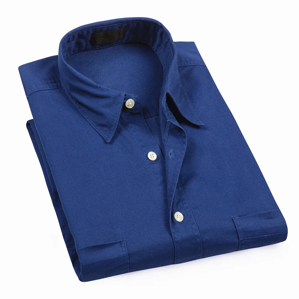 Американский размер, мужские летние деловые Повседневные Классические хлопковые рубашки, мужские оксфордские рубашки с коротким рукавом, легкие тканые рубашки для мужчин - Цвет: Navy