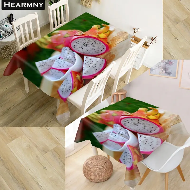 

HEARMNY 3D Tablecloth Dragon Fruit Oxford Cloth Dust-proof Rectangular Table Cover For Party Home Decor 100X140cm140X140cm