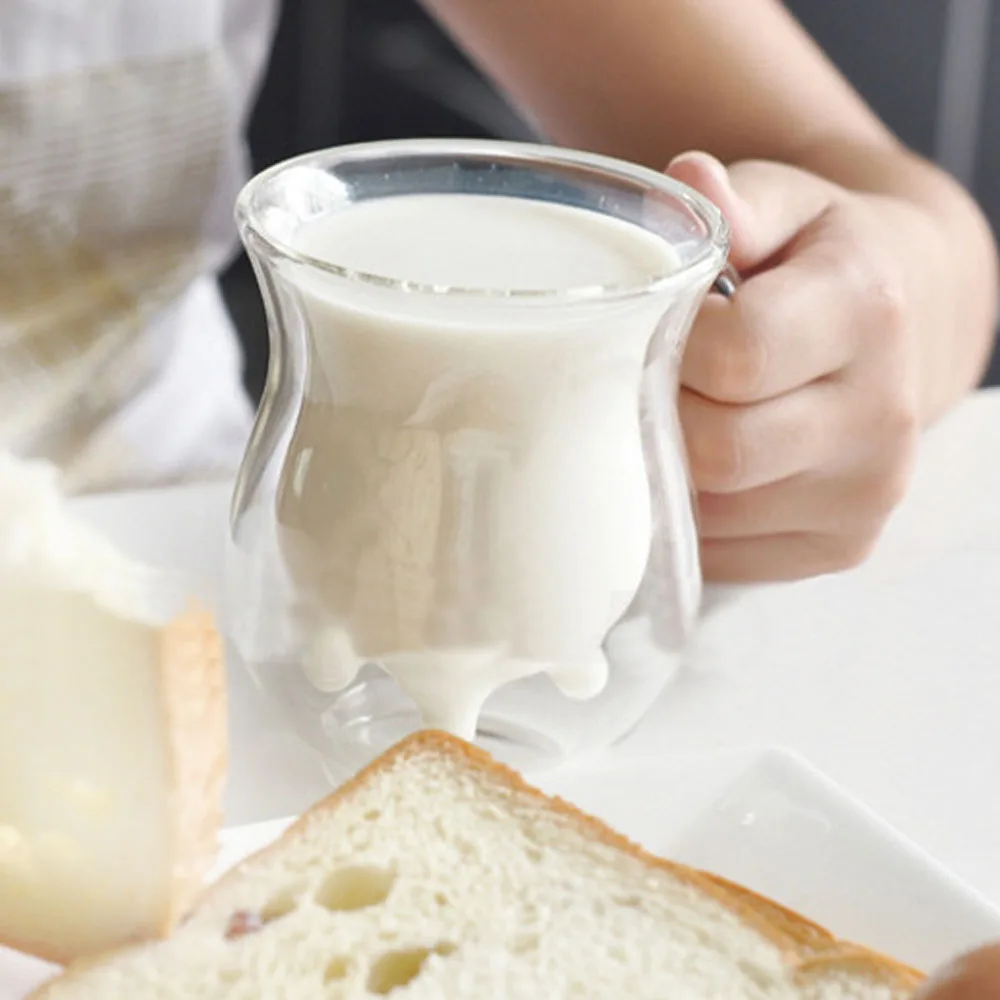 Double Wall Milk Glass Cups Cow Udder Shape Tea Cup Juice Water Coffee Mugs Handle Glasses Clear Wine Beer Jar Kitchen Drinkware Double Wall Milk Glass Cups Cow Udder Shape Tea Cup Juice Water Coffee Mugs Handle Glasses Clear Wine Beer Jar Kitchen Drinkware
