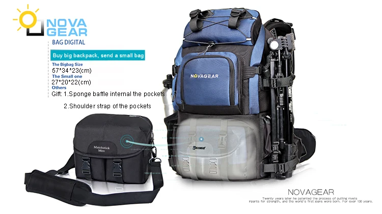 NOVAGEAR 80302 двойная сумка на плечо сумка для камеры водонепроницаемый противоударный Открытый большой объем зеркального фотоаппарата, сумку, все упаковывается 17-дюймовый ноутбук