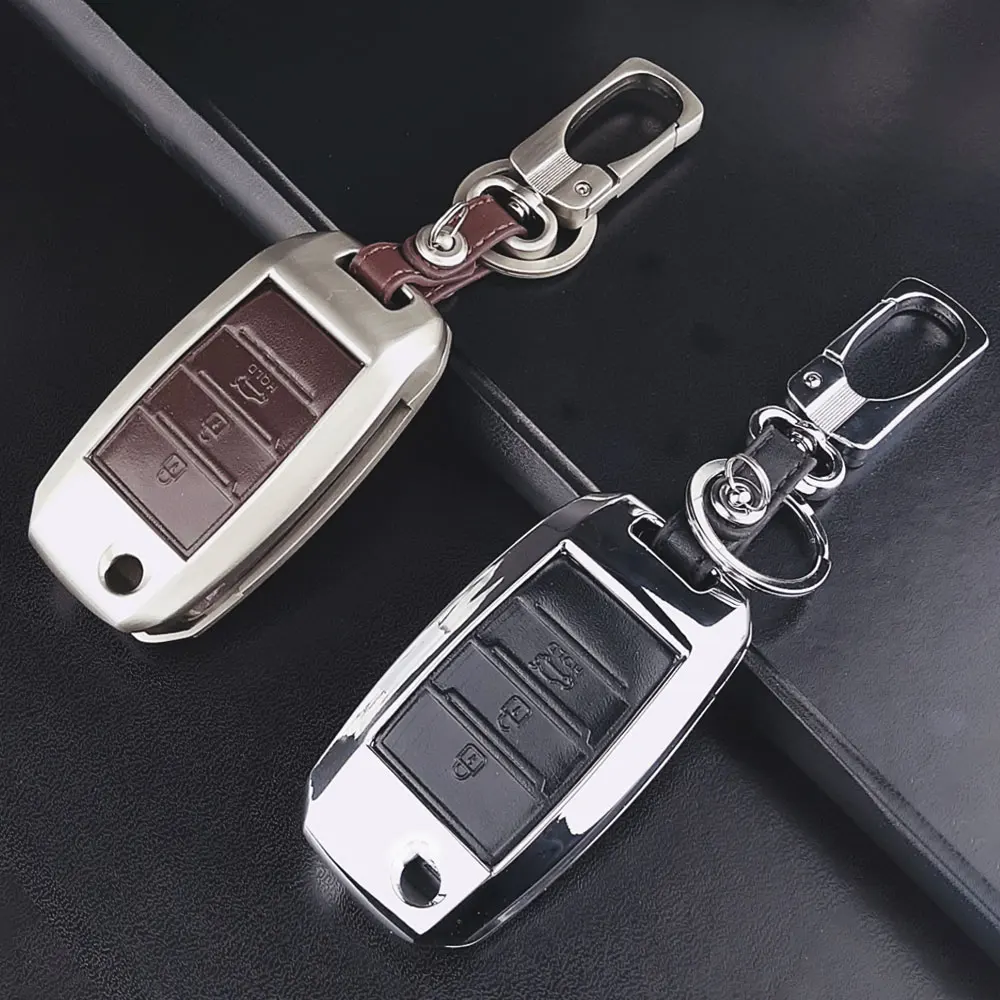 

Zinc alloy+Leather Car Key sticker Cover Case For Kia Rio K2 Sportage 2017 Optima K5 Ceed Sorento Soul Cerato K3 Accessories