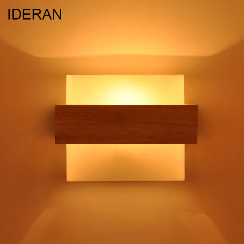 

Modern minimalist LED wooden lamp bedside lamp wall lamp room standy mirror light direct creative aisle acryl spinner