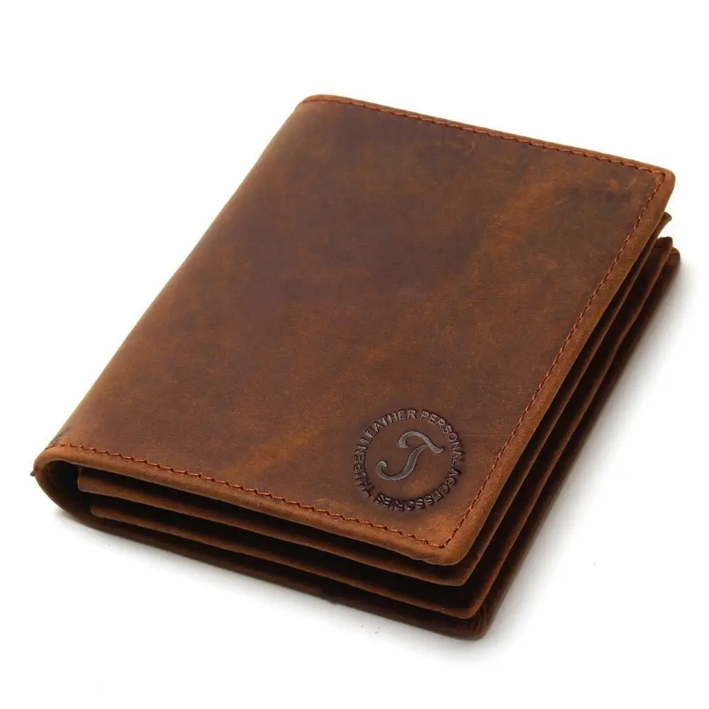 

2019 Crazy horse leather men's wallet leather retro business short wallet two fold horizontal section first layer cowhide