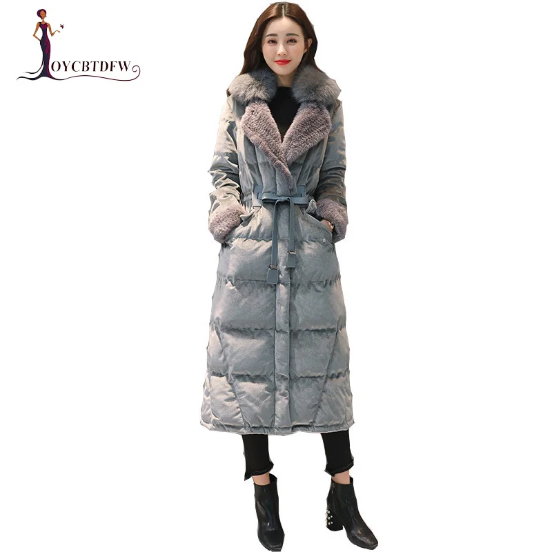 Зимняя женская пуховая куртка 2018 средней длины, Золотая Бархатная верхняя одежда высокого качества, плотные теплые пальто, женское белое