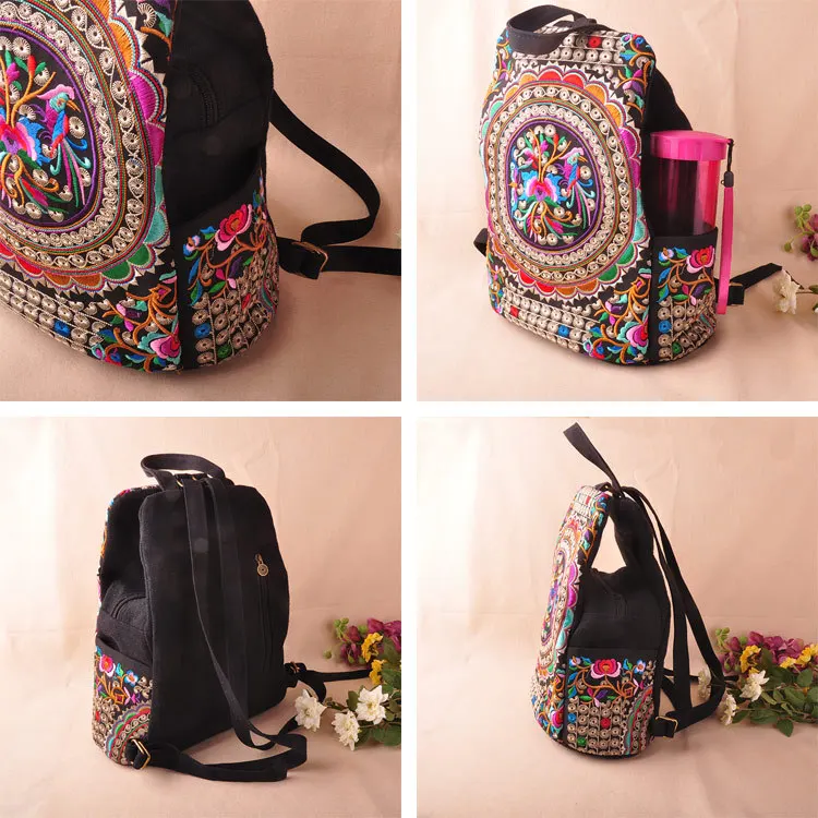 Etnico Zaino Canvas Donne Fiore Handmade Ricamato Borsa Borse Da Viaggio  Zaini Zainetto Mochila|backpack mochila|canvas backpack womencanvas  backpack - AliExpress