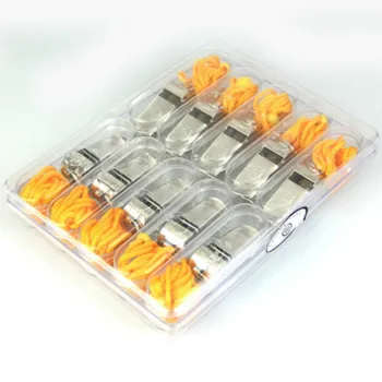 

10pcs/lot Classic Sports Coaches Referee Metal Whistle yellow Cord Survival Umpires Football basketball stainless steel whistle