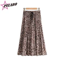 Новое поступление летние женские длинные юбки для дам Boho Леопардовый принт с высокой талией винтажные женские юбки Faldas Mujer Moda