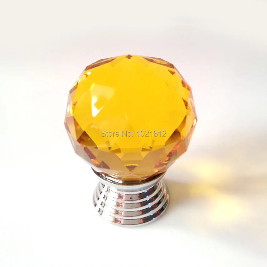 5pcs Yellow 29mm Crystal Knobs Drawer Knob Cupboard Knobs