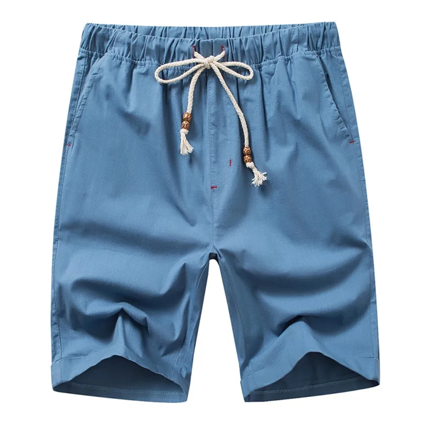 Мужские летние повседневные Модные льняные хлопковые одноцветные пляжные повседневные штаны с эластичной резинкой на талии, Классическая мода#8