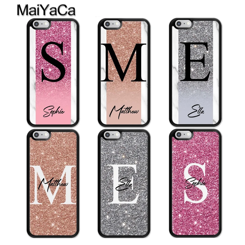 

MaiYaCa PERSONALISED NAME GLITTER MARBLE Case For iphone 11 Pro MAX X XR XS MAX 6 6S 7 8 Plus 5 5S TPU Back Cover Fundas