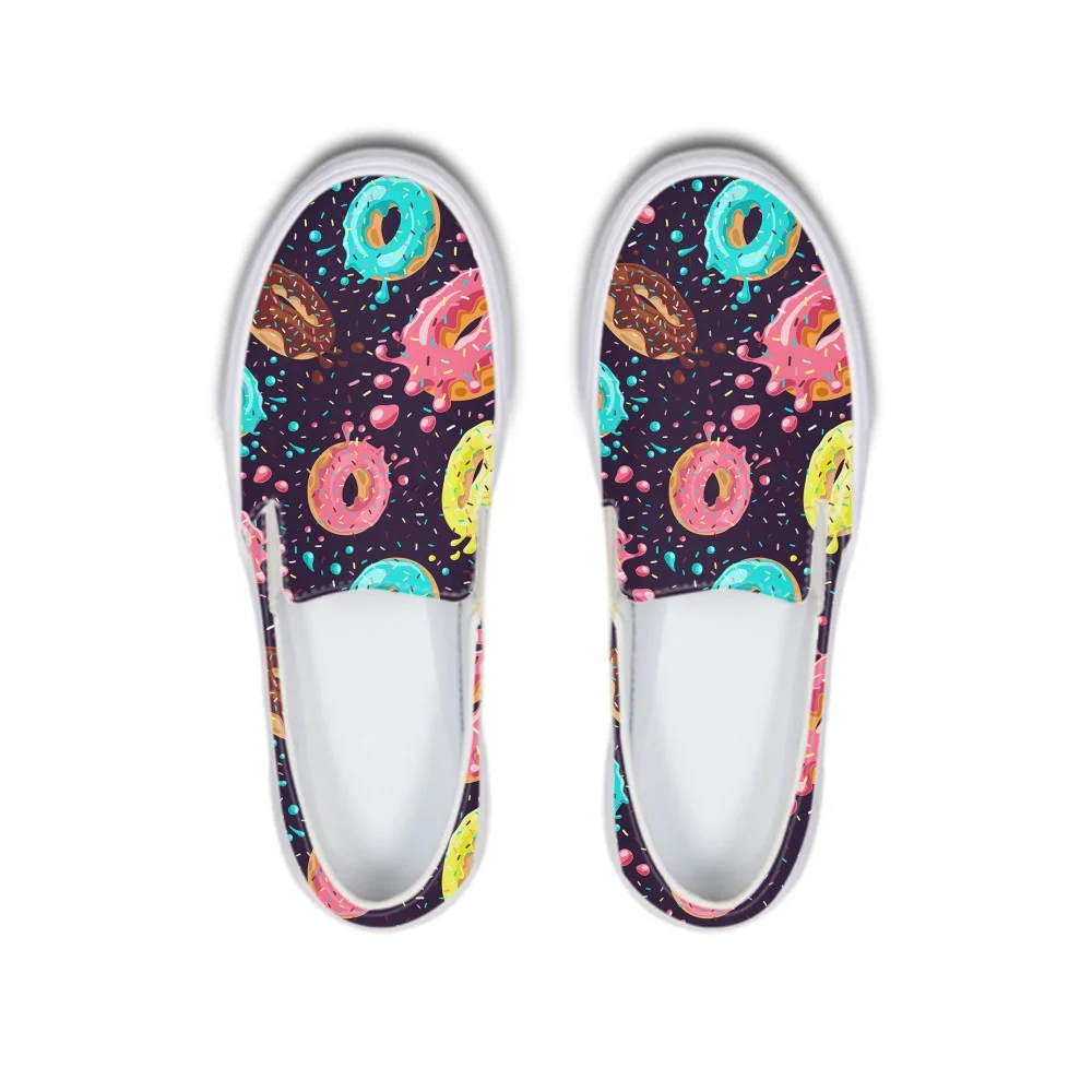 

New Cute Doughnut Prints Women Flats Woman Flat Shoes Girls Tennis Sneakers Casual Ladies Canvas Slip On Loafers Female Zapatos