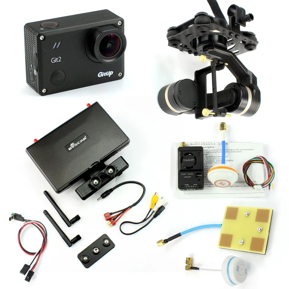 

DIY FPV Set with 1000mw Transmitter 7 Inch FPV Monitor Gitup git2 Camera Tarot TL3T01 Gimbal Real-time FPV Cable Panel A