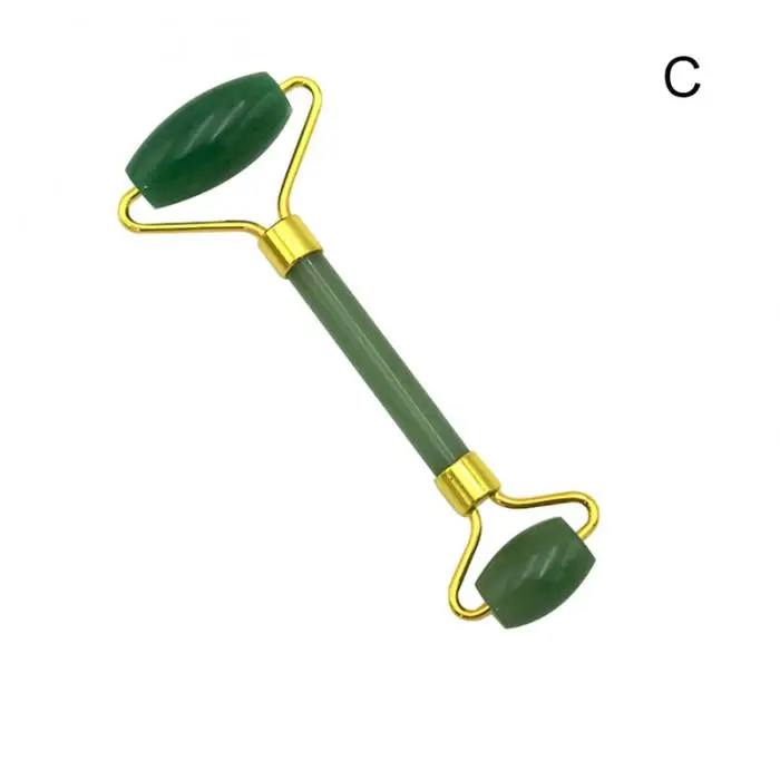 Натуральный нефритовый ролик для лица Массажер с двойной головкой для похудения против морщин инструмент для ухода за здоровьем RJ99