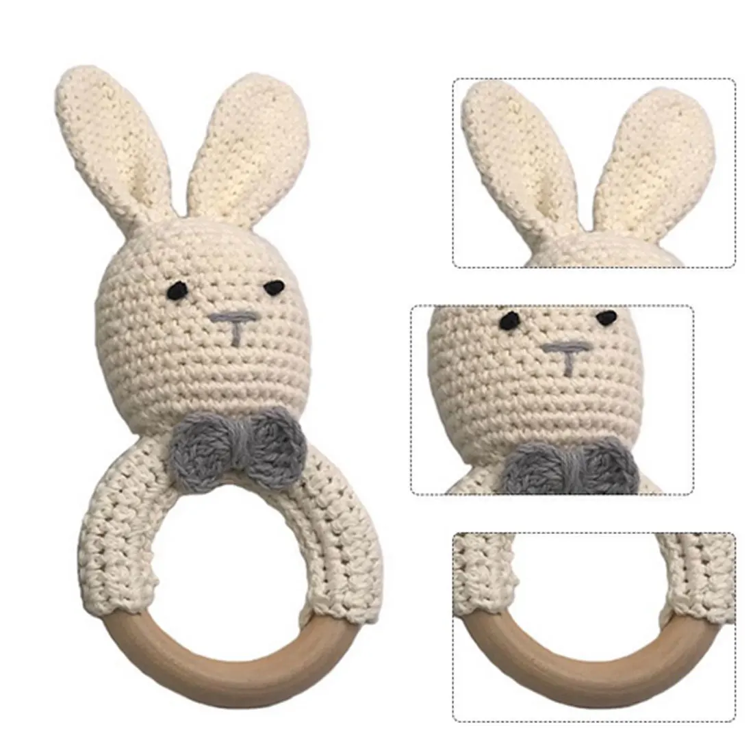 Новорожденный сенсорная игрушка детский деревянный браслет для прорезывающихся зубов вязаный кролик Прорезыватель кольцо жевательная игрушка Прорезыватель Браслет
