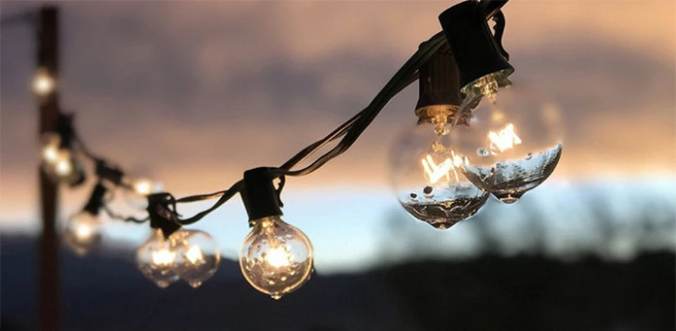 Corda de Luz de Natal Varal de Luz para Festa para Jardim para Casamento 25ft para Pátio Globo Decorativa G40 1 Cheap Iluminação de Natal