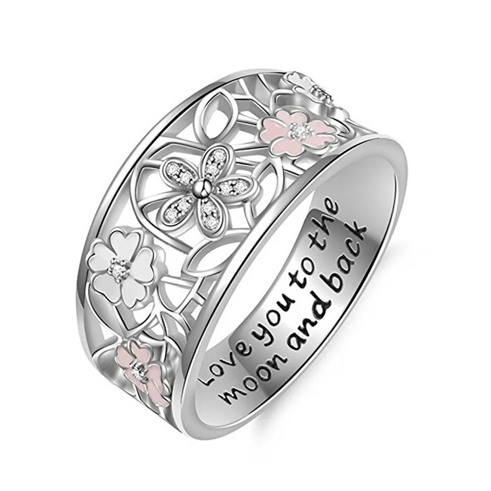 

Creative Drilling Cherry Blossoms Ring Wedding Ring A Birthday Gift Titanium Stainless Steel Rings For Women Fashion Jewelry