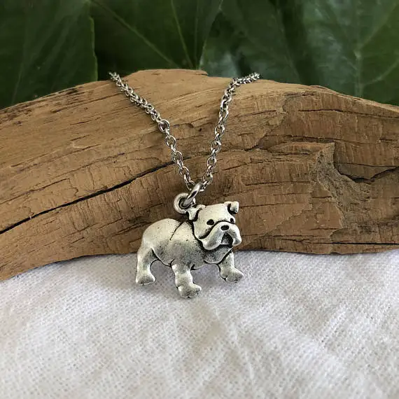 

Wholesale vintage English BullDog Pendant necklace for women Bull Dog Breed Jewelry trendy Pet necklace Gift for Friend
