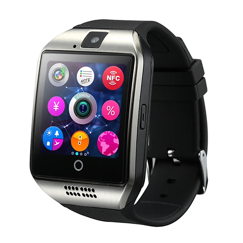 Bluetooth Смарт-часы для мужчин Q18 Smartwatch шагомер спортивный трекер Поддержка sim-карты Smartwatch для телефона Android PK A1 DZ09 - Цвет: Gray