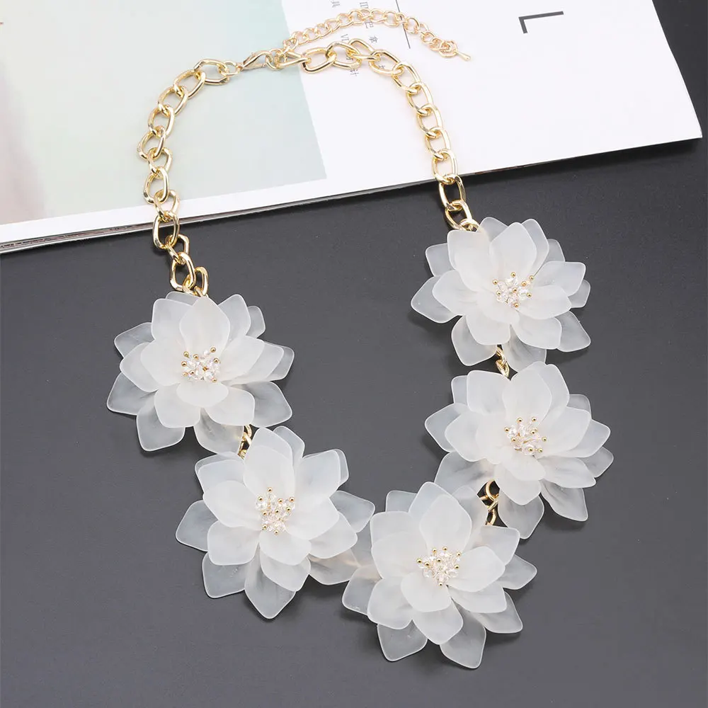 2018 Za Flower Statement Necklace Women Cheap Boho Maxi ...